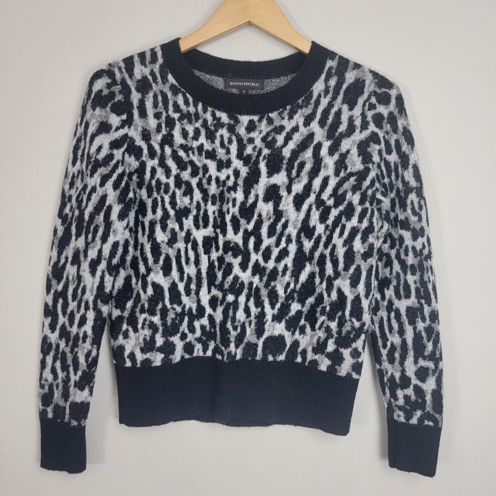 Banana Republic Animal Print Crewneck Pullover Sweater Wool Alpaca Nylonβ Size S